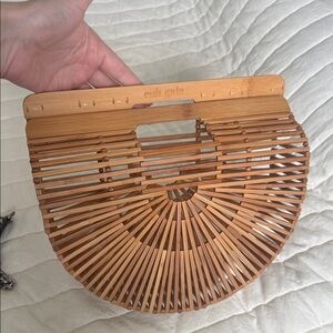 cult gaia bamboo ark handbag - natural tan